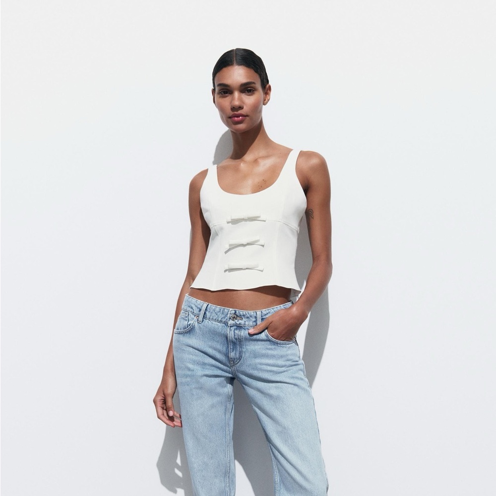NWOT Zara Front Bows Top